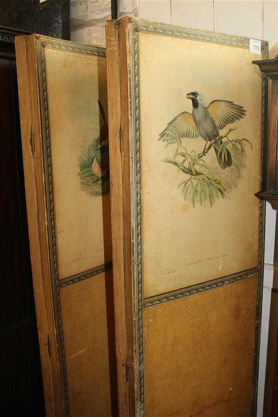 4 fold screen, bird decoration